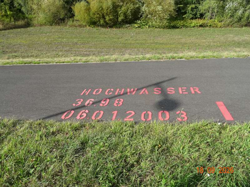 Erinnerung an den Hochwasserstand von 2003
